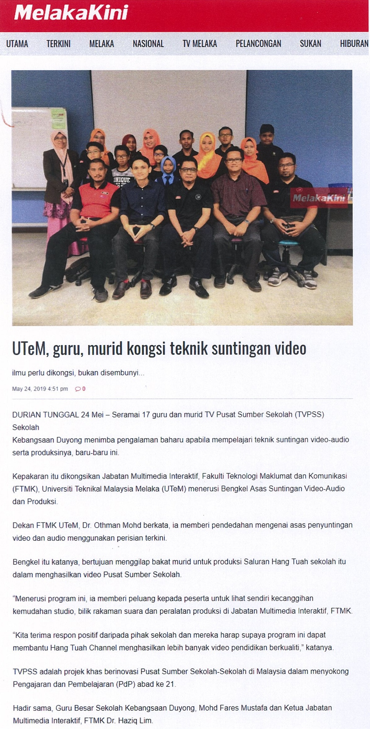 UTeM, guru, murid kongsi teknik suntingan video